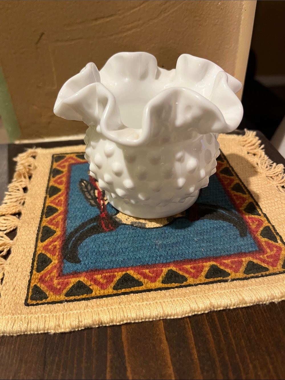 White Ruffled Hobnail Glass Vase - Home Accents